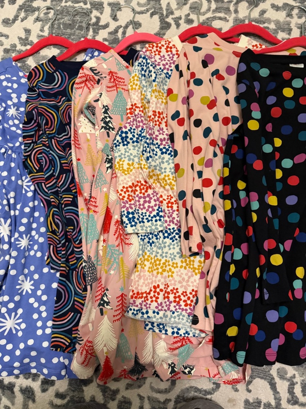 Mixed Pattern Girls' Long Sleeve Dresses - Colorful Dots & Prints